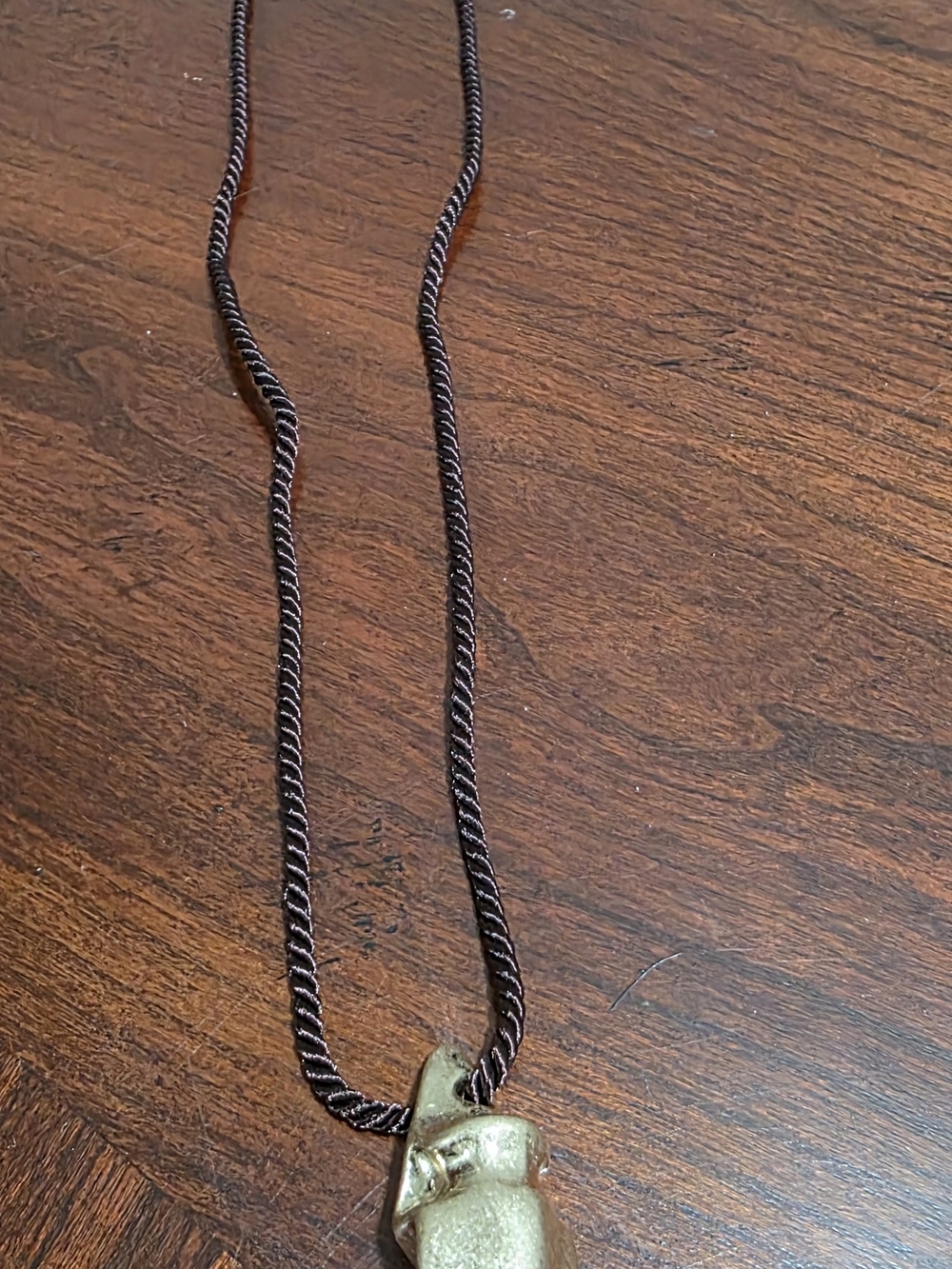 Free People Gold Pendant on Twisted Brown Cord Necklace
